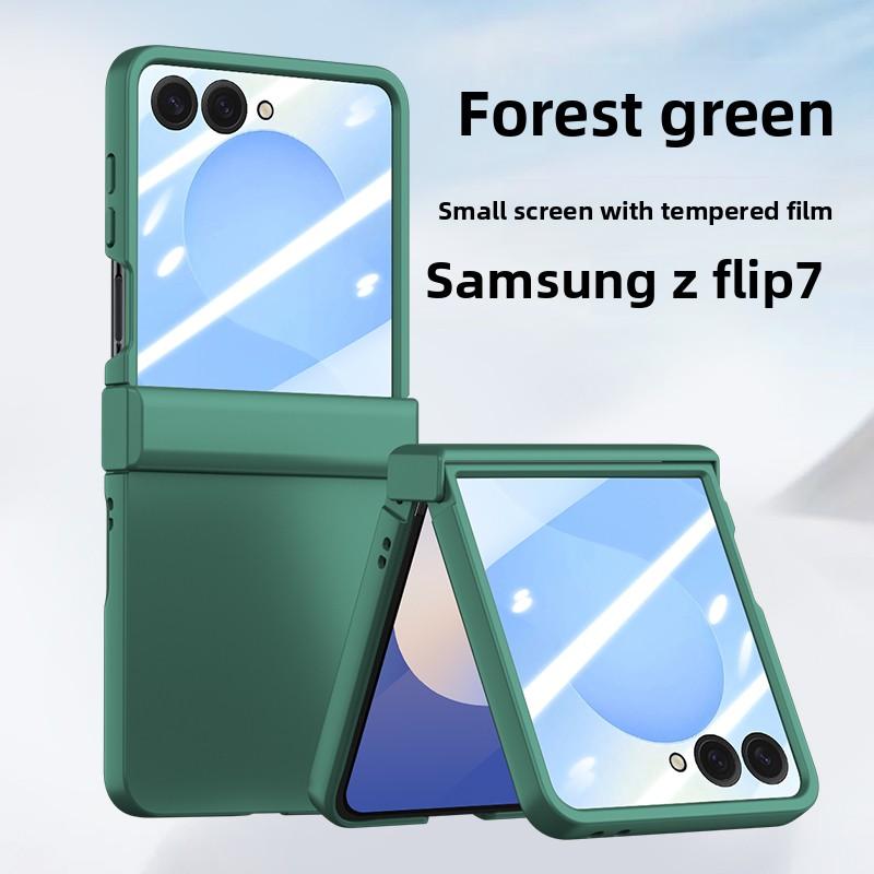 Модный Чехол Candy Color с Матовым Покрытием и Защитой Шарнира для Samsung Galaxy Z Flip 8 7 6 5 4 3, Пленка из Закаленного Стекла, Противоударная Крышка