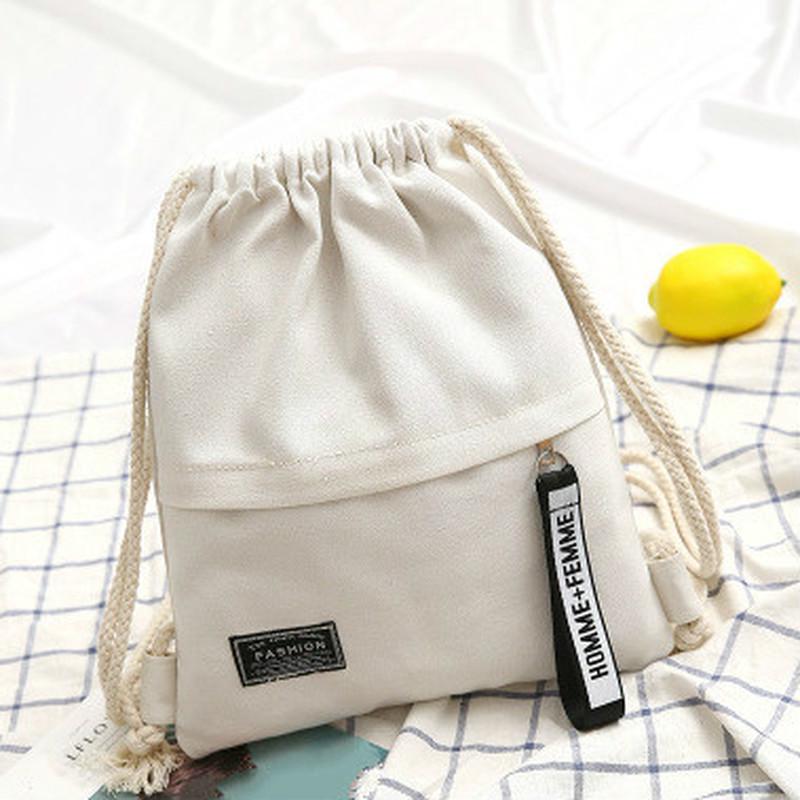 1PC New Fashion Canvas School Bags Drawstring Backpack Bag Portable Casual Backpack for Women Men Travel Backpack