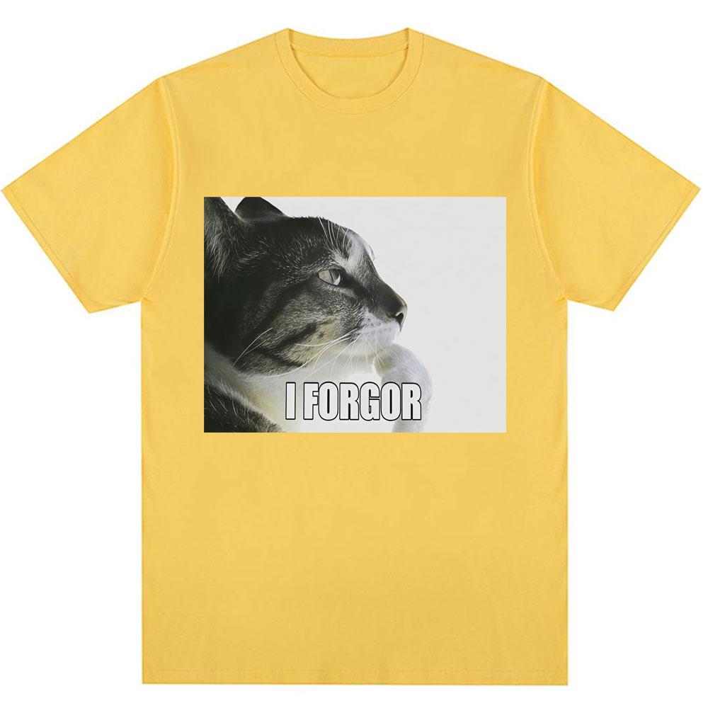 Я Забыл Смешной Мем с Котом Графическая Футболка Мужская Женская Модная Юмор Винтажные Футболки Оверсайз Хлопок Повседневная Футболка Уличная Одежда Подарки