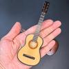Wooden Mini Guitar Model with Stand Tiny Classical Guitar Figurine Miniature Musical Instrument Ornament Home Office Desktop Decoration