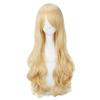 Long, Curly, Wavy, Heat-Resistant Cosplay Wig with Side Bangs, Perfect for All-Purpose Costumes and Events, Includes Wig Net (Pale Gold)