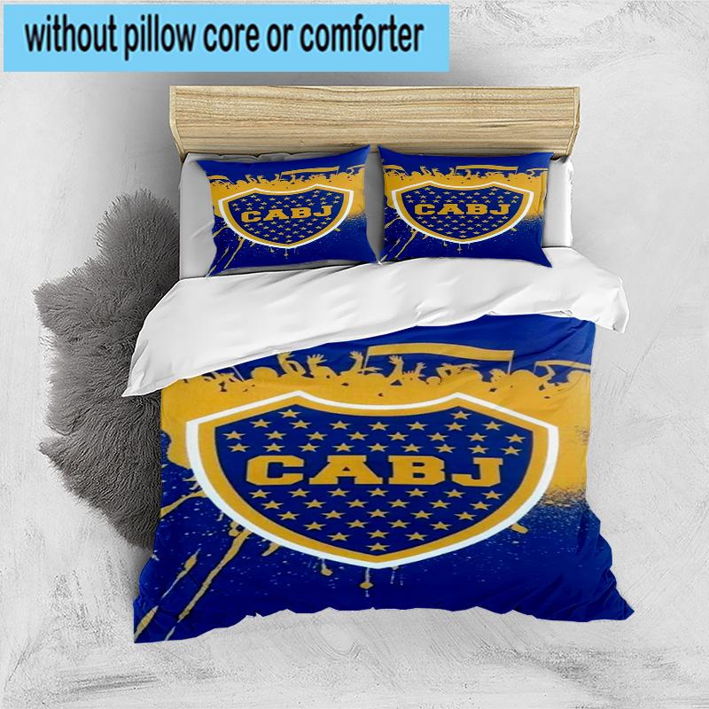 3pcs Boca Football Club Printed Bedding Set Duvet Cover Closure Includes 1 Duvet Cover & 2 Pillowcases Bedding Sets Home Decor Gifts