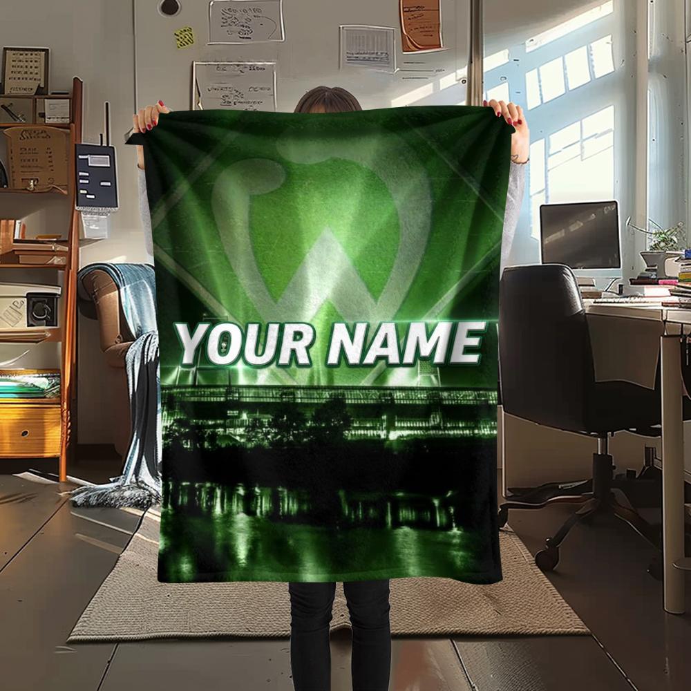 1PC Custom Name SV Werder Bremen Patterned Flannel Blanket Suitable For All Seasons for Home Decor Warmth and Comfort Gifts Holiday Present
