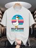 Men Short Sleeve T Shirt Silly Goose On The Loose Retro Graphic Tees Loose Fit Casual Mens Top For Funny Daily Street Wear