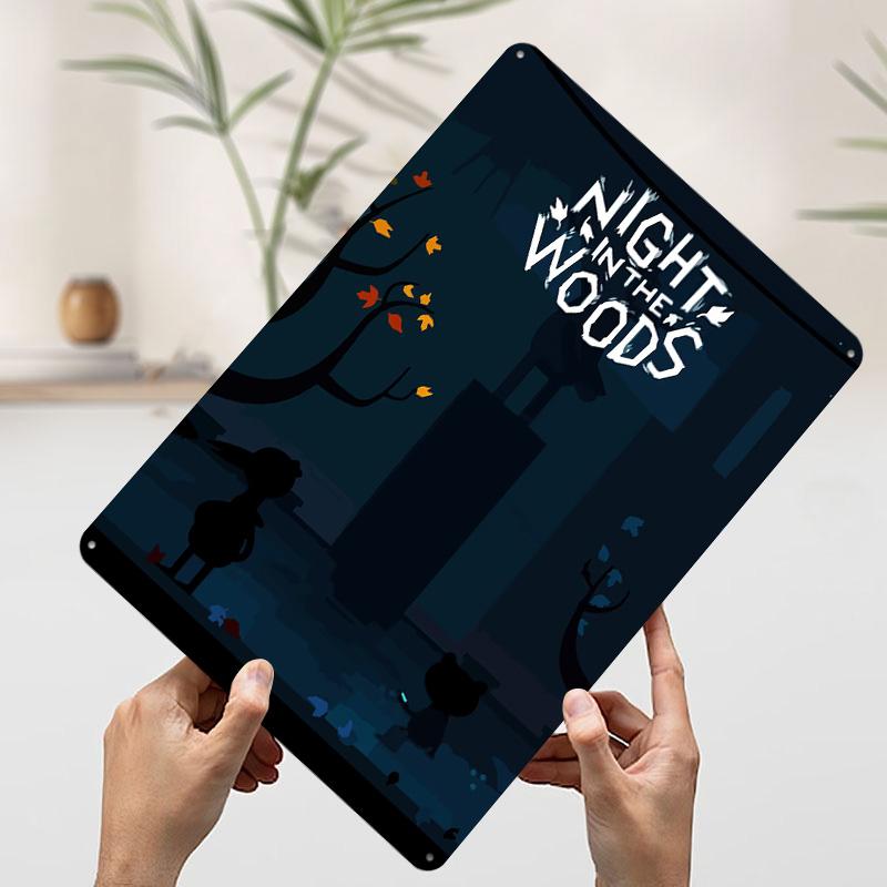 Night in the Woods Game Tin Plaque Poster Customized Wall Art Retro Vintage Metal Signs for Man Cave Decoration Garage Wand Deko