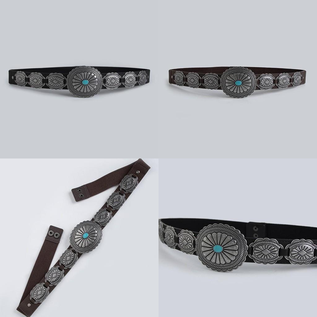 Bohemian Western Style Faux Leather Belt For Women With Metal Buckle And Retro Appeal