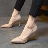 Модные туфли на высоком каблуке 2024 Весна/Лето/Осень Новые Корейская мода Сетка Острый носок Тонкий Женская обувь