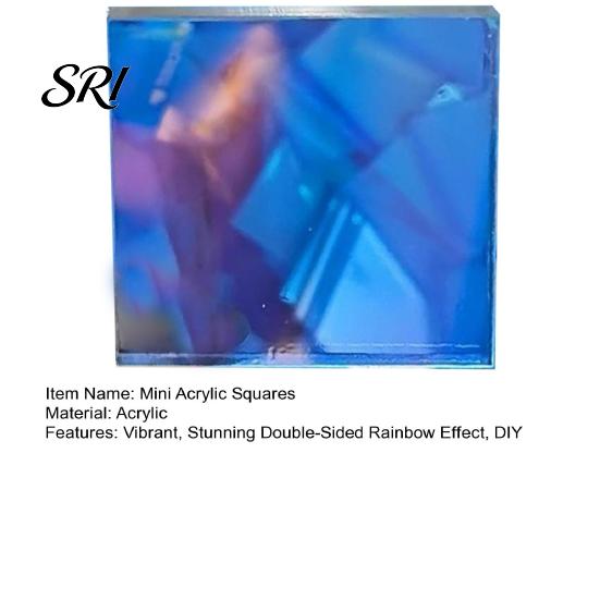 Impact Resistant Acrylic Squares Iridescent 0.8'' x 0.8''/1.2" 1.2" Mini Rainbow Holographic Mosaic Sheets Set Double-Sided Holo Tiles for DIY Crafts