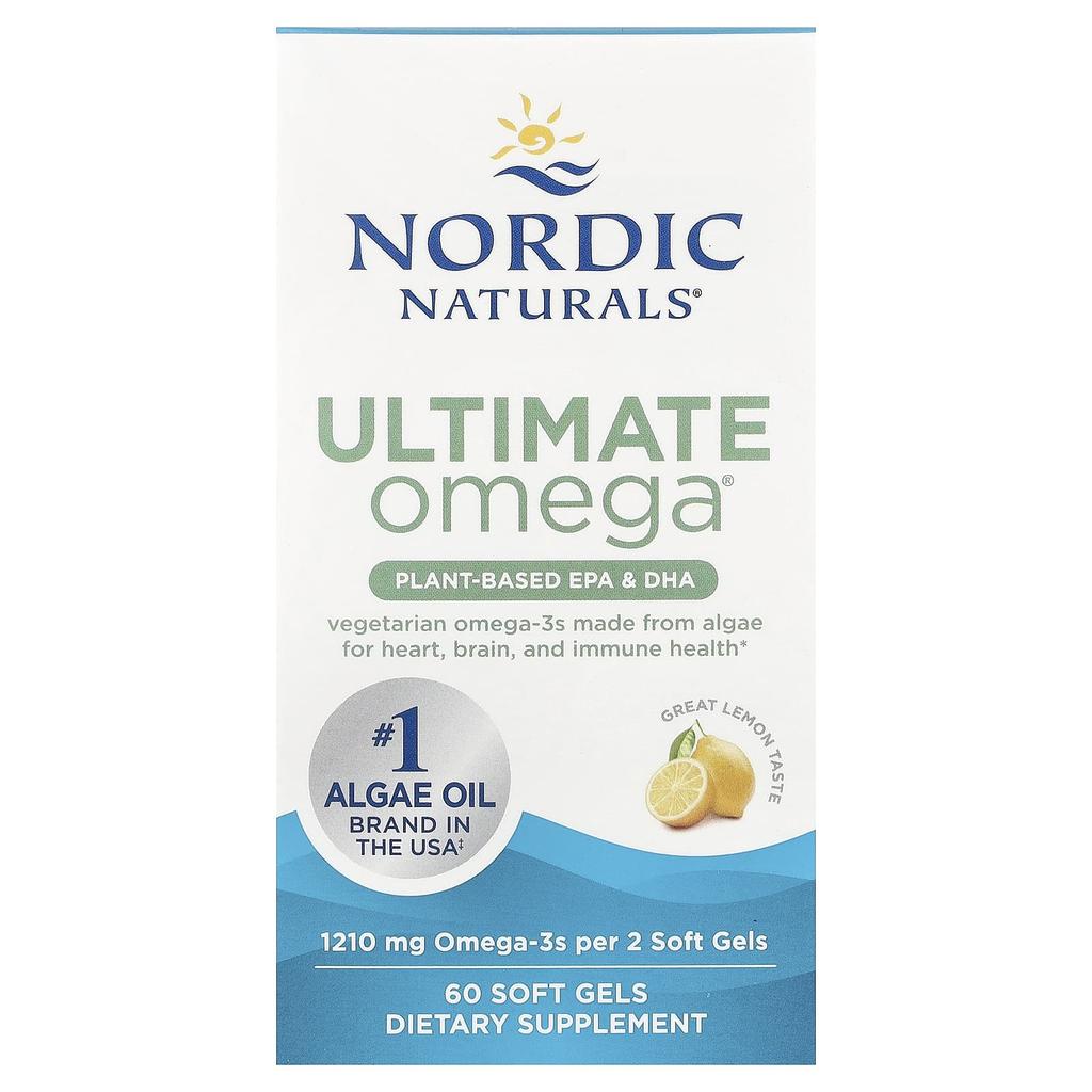 Nordic Naturals Ultimate Omega®, Plant-Based EPA and DHA, Lemon Flavor, 60 Softgels (605 Mg Per Softgel)