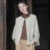 Women Vintage Shirts Tops O-Neck Long Sleeve Loose Blouses Autumn Solid Color Pockets Women Shirts