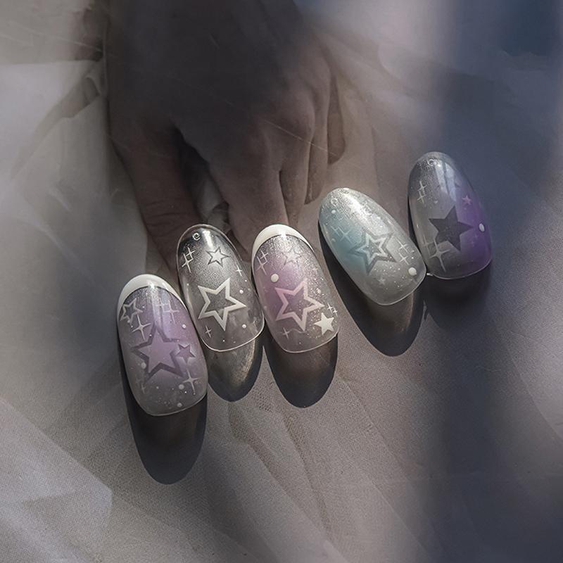 Hollow Out Spray Painted Star Butterfly Nail Stickers Transparent White Pentagram Wearing Nail Stickers Decorations