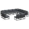 Garden Sofa Set with Cushions 12 Pcs Black Aluminum