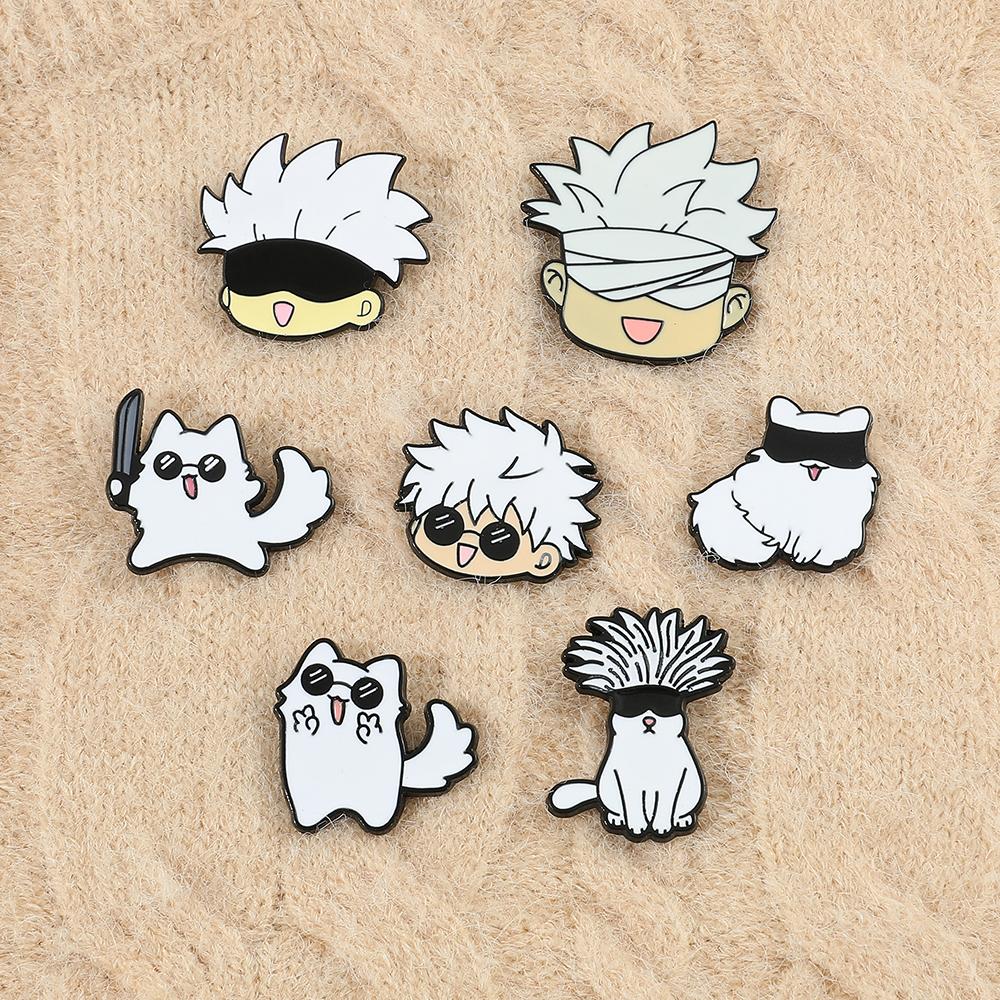 Jujutsu Kaisen Enamel Pin Cartoon Anime Brooches Animals Cat Custom Metal Hat Lapel Clothes Backpack Jewelry Friends Fans Gift