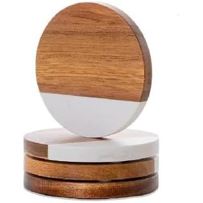 Мраморные подставки для напитков из дерева акации, набор из 4 штук, деревянная подставка из акации для журнального столика, обеденного стола, письменного стола, современные рождественские, новоселье, дом, офис, 4 шт.