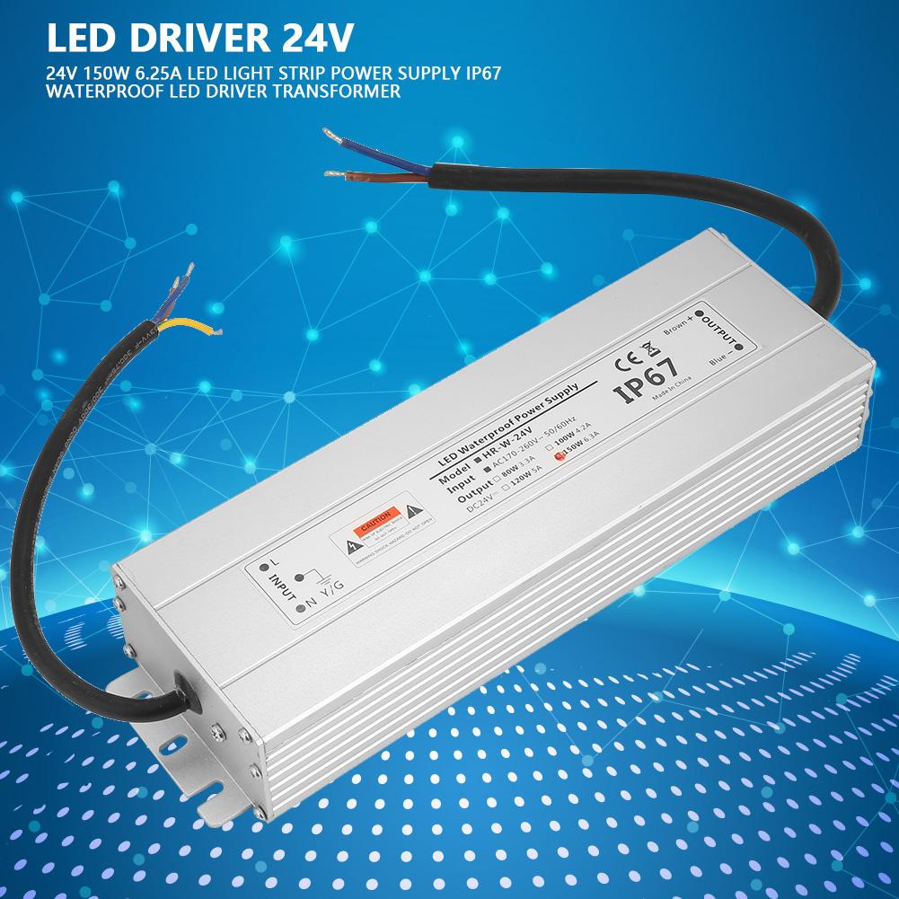24V 150W 6.25A LED Light Strip Power Supply IP67 Waterproof LED Driver Transformer