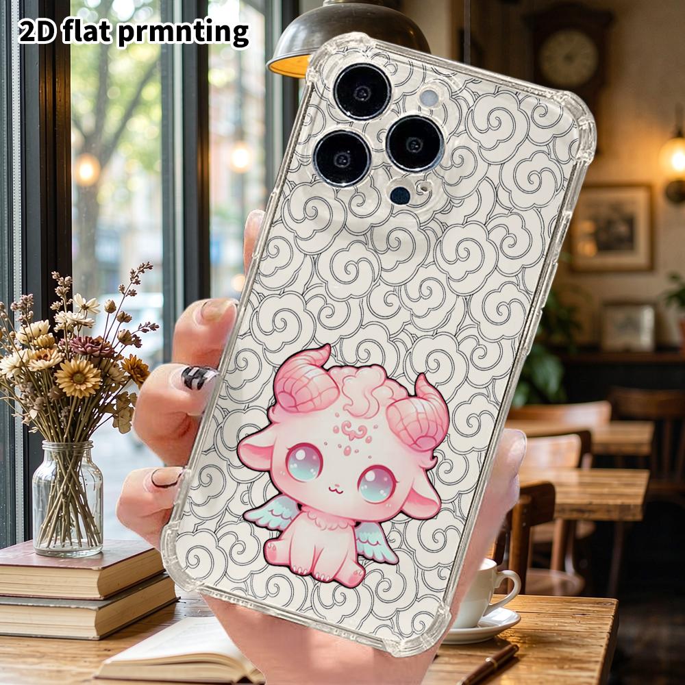 Phone Case: 2D flat suitable for iPhone 18 17 16 15 14 13 Pro, transparent four corner protective case, gradient hair, Christmas and Halloween gifts