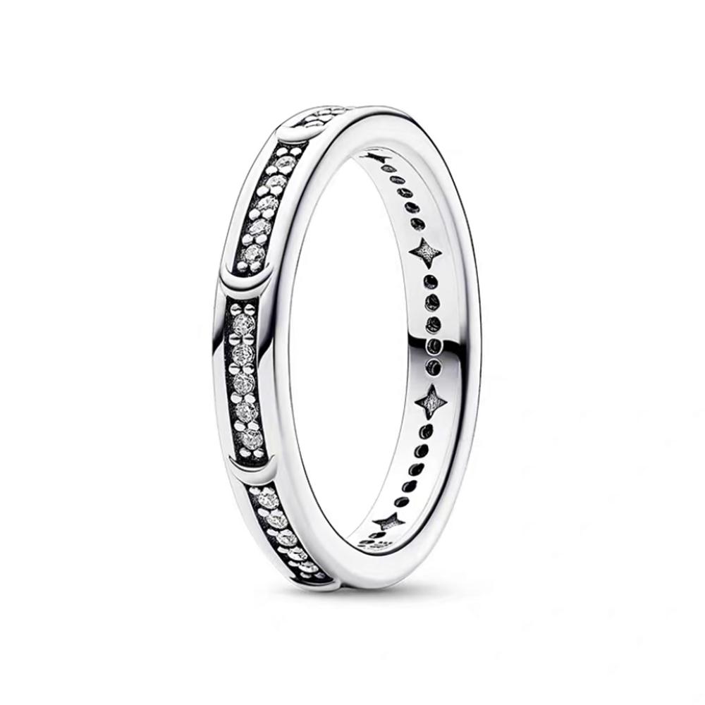 Оригинальное кольцо с короной из стерлингового серебра S925 для женщин, штабелируемое кольцо со сверкающим цирконием, модное ювелирное изделие, подарок для пары