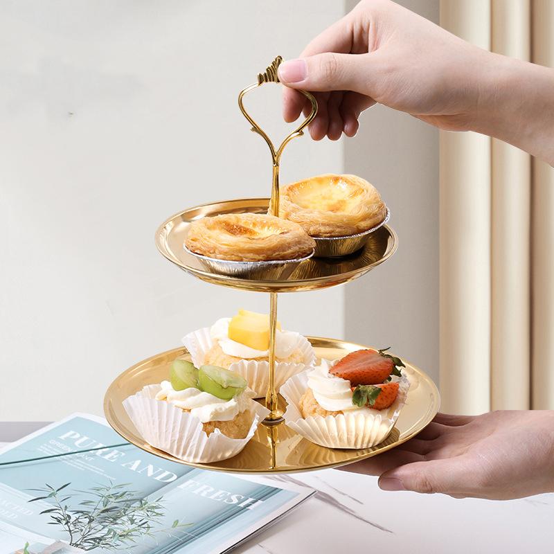Three Layer Stainless Steel Cake Tray Cake Snack Plate Birthday Wedding Party Dessert Stand Table Dessert Display Stan