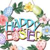 Yousheng Wooden Easter Door Wreath for Front Door Happy Easter Bunny Eggs Porch Sign for Spring Window Wall Hanging Decor