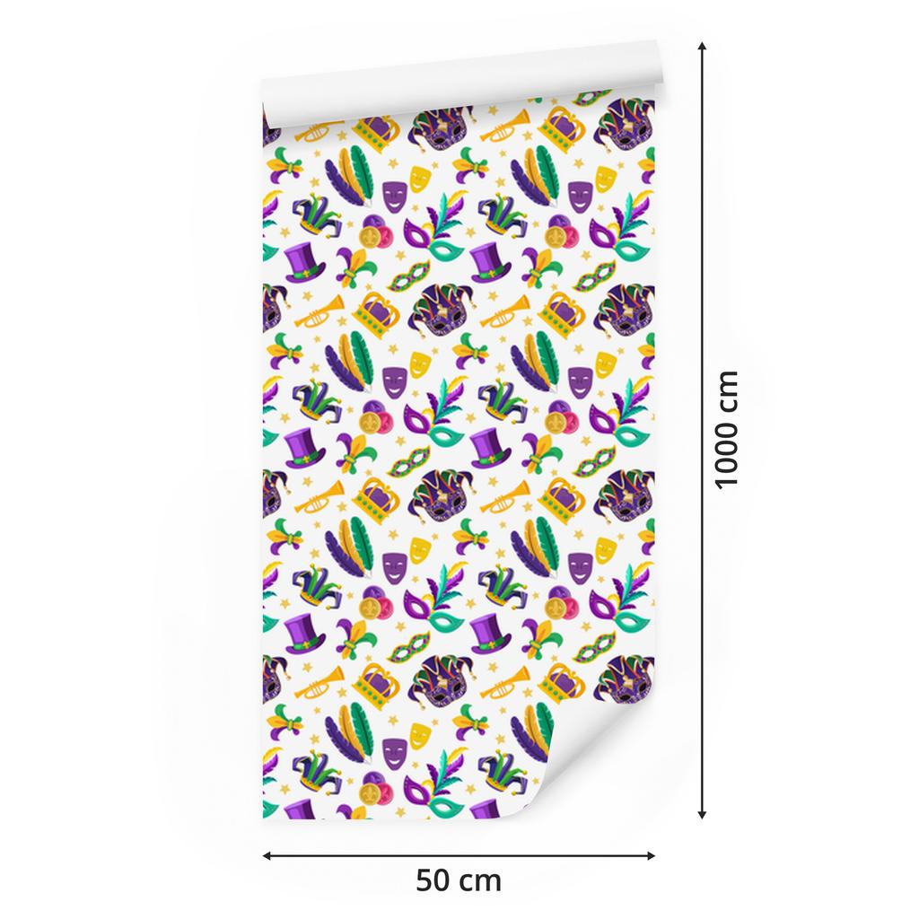 Mardi Gras Wallpaper White, Cream, Purple and Lavender 50x1000