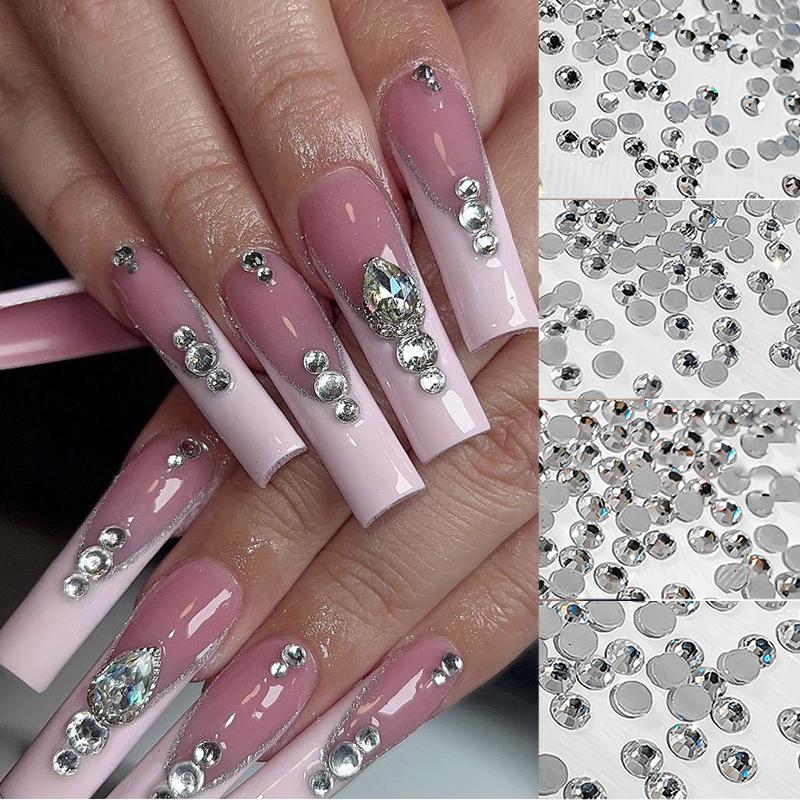 1440PCS Multi-size Crystal Nail Rhinestones Flat Bottom Clear Jewel Gems DIY Nail Art Decorations Strass Stones