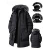Large Size Medium-length Cotton Jacket Men's Winter Removable Hooded Cotton Jacket Thickened Large Hair Collar Cotton Jacket Coat Solid Color