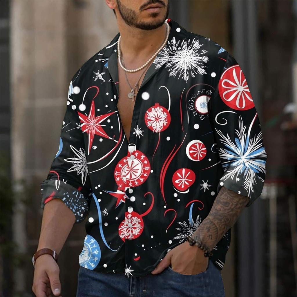 Men'S Casual Loose Fitting Long Sleeved Shirt Fashionable Lapel Shirt Top