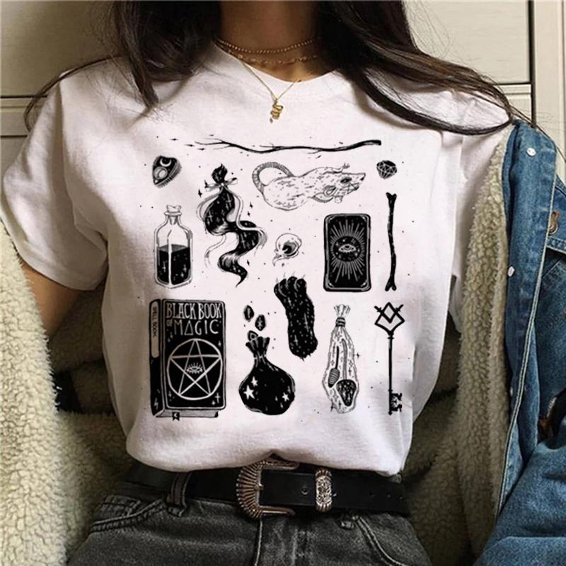 Tshirts Short Sleeve Harajuku Graphic Top Shirts Street Costume Women Cartoon Witch Magic Tshirt Halloween Print