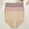 3Pcs Plus Size Ice Silk Underwear Women's Seamless Panties Sexy High Rise Traceless Invisible Briefs Breathable Lingerie