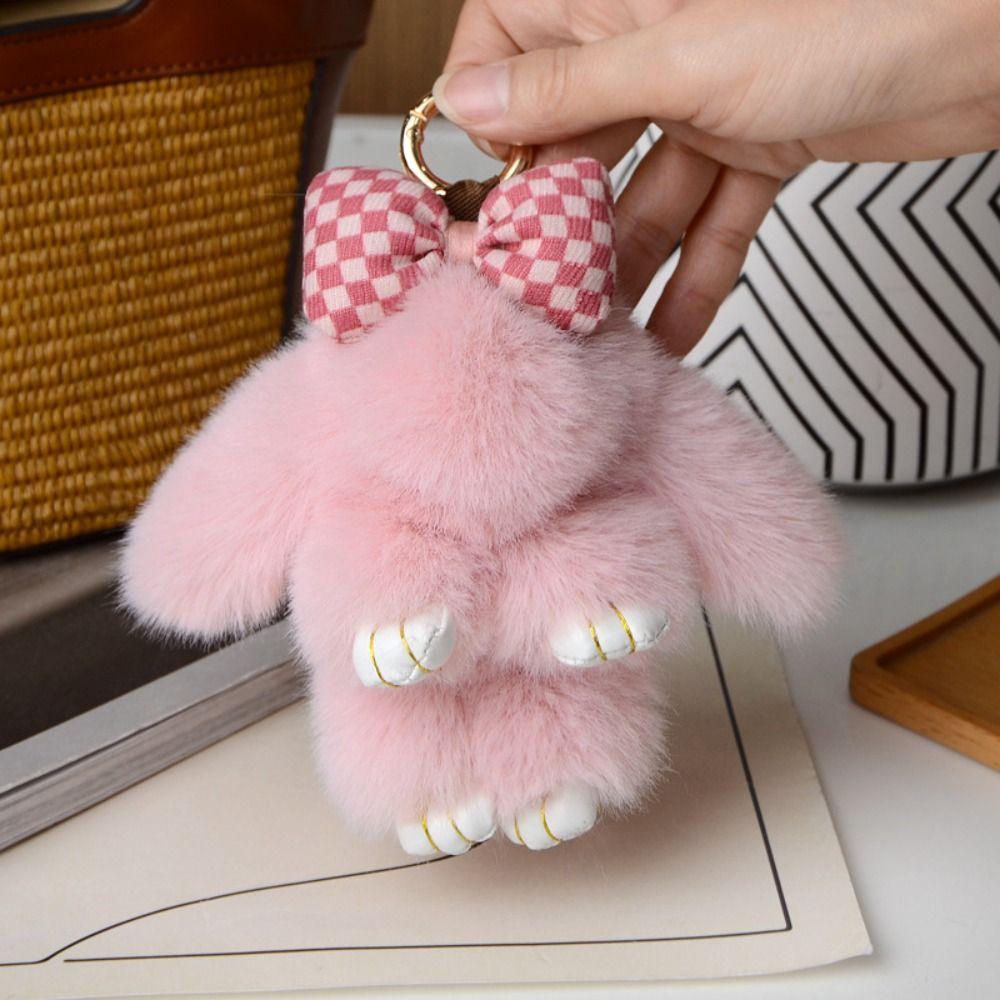 Lovely Play Dead Rabbit Doll Fashion Rabbit Fur Keychain Pluff Bunny Keychain  Girlfriend