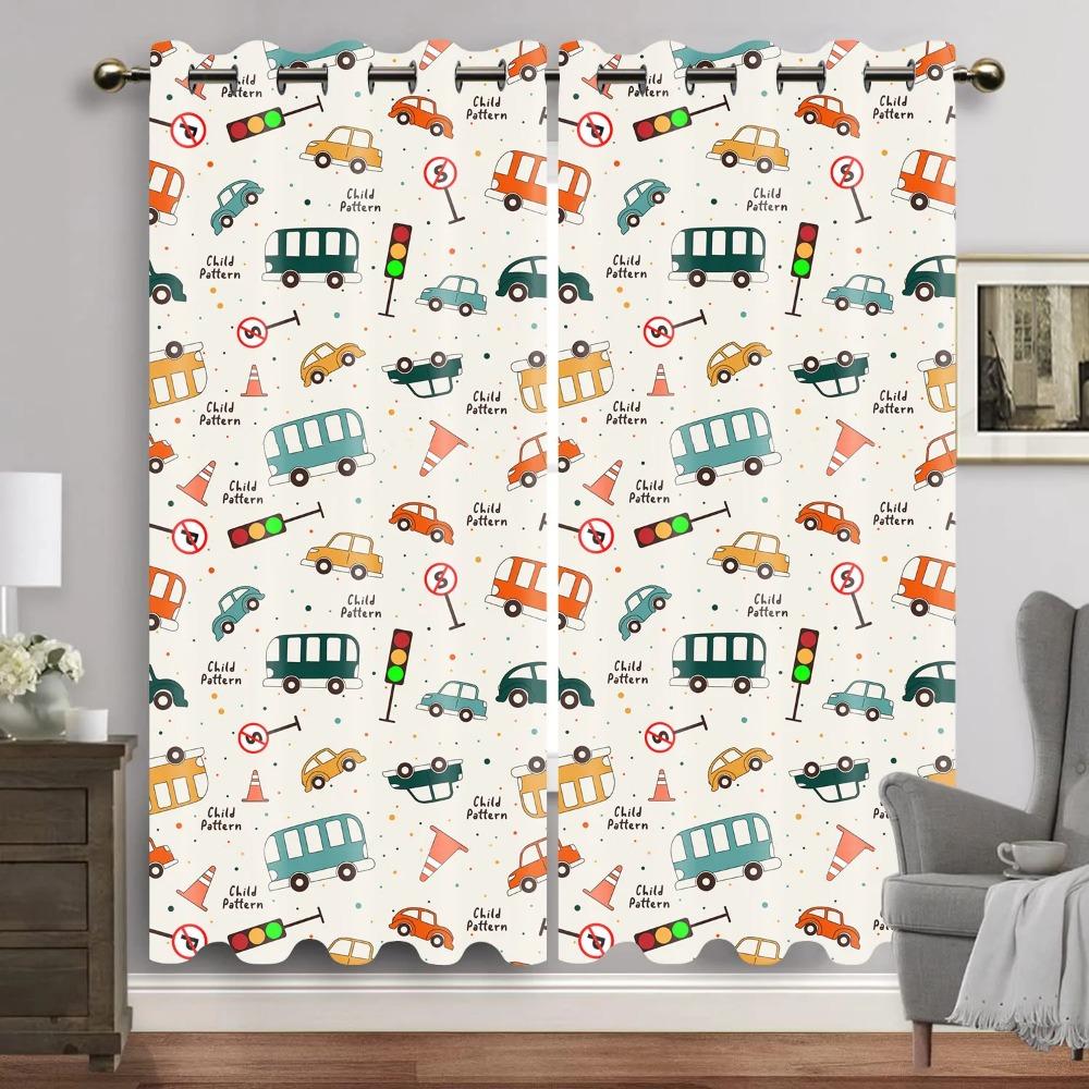 Cartoon Car Window Curtain Dinosaur Print Curtains Home Decor Animal Drapes for Boy Baby Children Bedroom Living Room Decoration