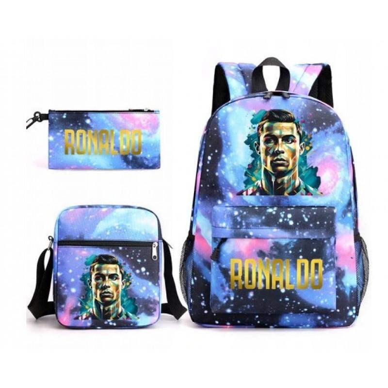 CR7C Kids School Backpack Set With Printed Design - Oxford Fabric Dual-Shoulder Bag Shoulder Pencil Case Grades 5-6