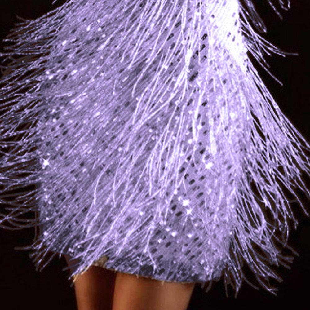 Womens Glitter Fringe Tassel Mini Dress Evening Cocktail Party Bodycon Ball Gown