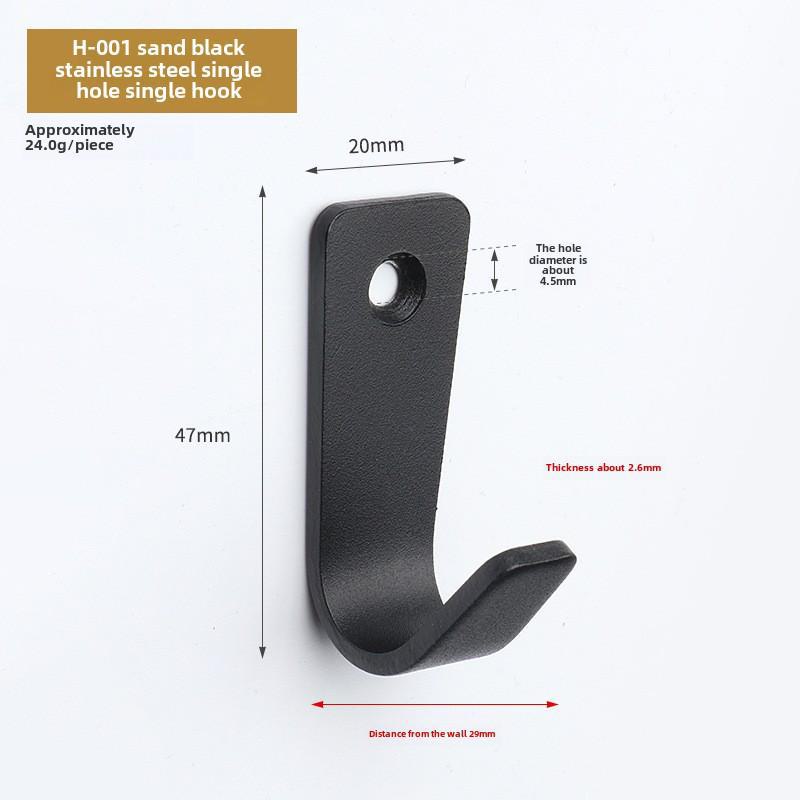 Black Stainless Steel Wall-Mounted Clothes Hook for Bathroom, Kitchen, or Door