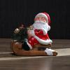 Christmas Santa Sleigh Figurine Light Up Ceramic Santa Claus Statue LED Tabletop Ornament for Holiday Shelf Fireplace Mantel Indoor Home Decor