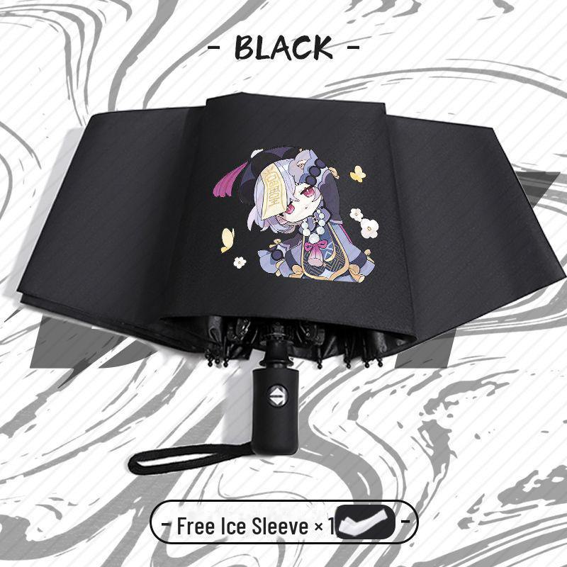 Зонт Genshin Impact Automatic складной с защитой от ультрафиолета для учеников начальной школы - устойчив к ветру, подходит для использования в солнечную и дождливую погоду