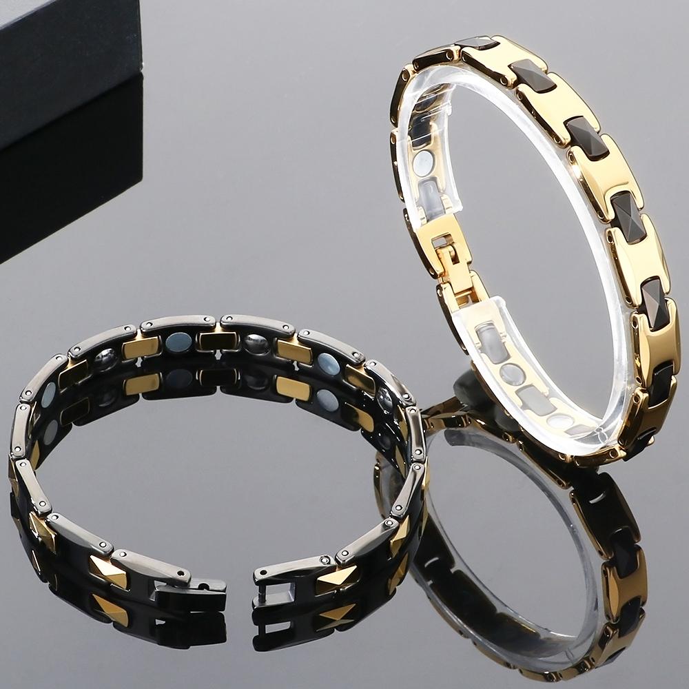 Мужские браслеты с магнитной терапией и германием для мужчин, вакуумное напыление, гипоаллергенная бижутерия для здоровья из вольфрамовой стали, модные подарки для него