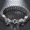 Мужской браслет с двойной волчьей головой, мужской винтажный, ширина 12 мм, нержавеющая сталь 316l, панк-цепь, готическая бижутерия с животными, аксессуар для мужчин