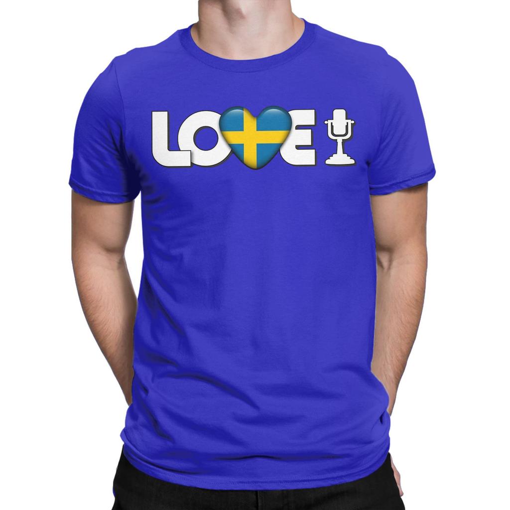 Love Sweden Eurovision Song Contest T-Shirts for Men  Fashion Cotton Tee Shirt O Neck Short Sleeve T Shirts Graphic Printed Tops