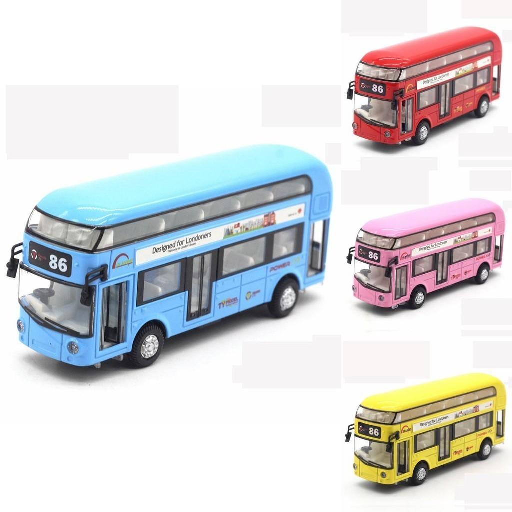 Premium Quality Double-decker Tour London City Bus Pull Back Car Kid Toy With Sound And Light