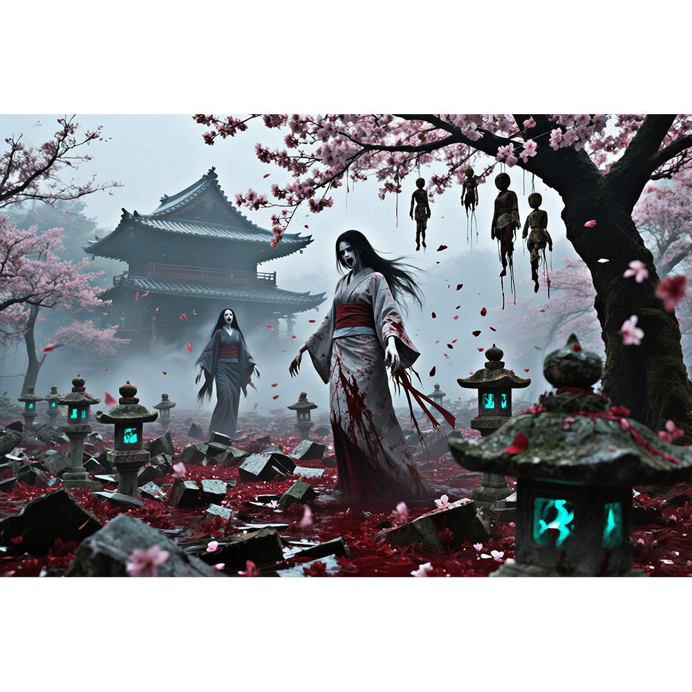 Horror Haunted House Tapestry Photography Background Halloween Vampire Scary Ghost Photo Studio Portrait Decor Backdrop