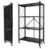 Foldable Storage Unit - 4 Shelves - Black Metal - 4 Lockable Castors - 272 Kg Capacity