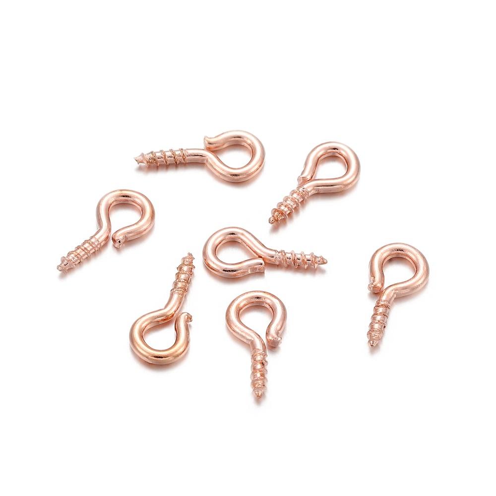 200Pcs Small Tiny Mini Eye Pins Eyepins Hooks Eyelets Screw Threaded Gold Color Clasps Hooks Findings for DIY Jewelry Making