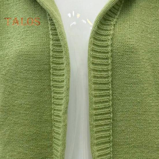 Женский свитер, пальто с капюшоном, длинный рукав, ребристые манжеты, открытая передняя часть, вязаное пальто, однотонный свитер средней длины, кардиган