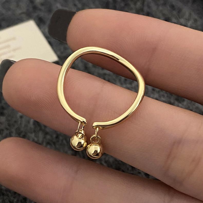 PONYKISS  Минималистичное кольцо-подвеска с круглой бусиной из стерлингового серебра для женщин  Модное регулируемое  Персональные аксессуары