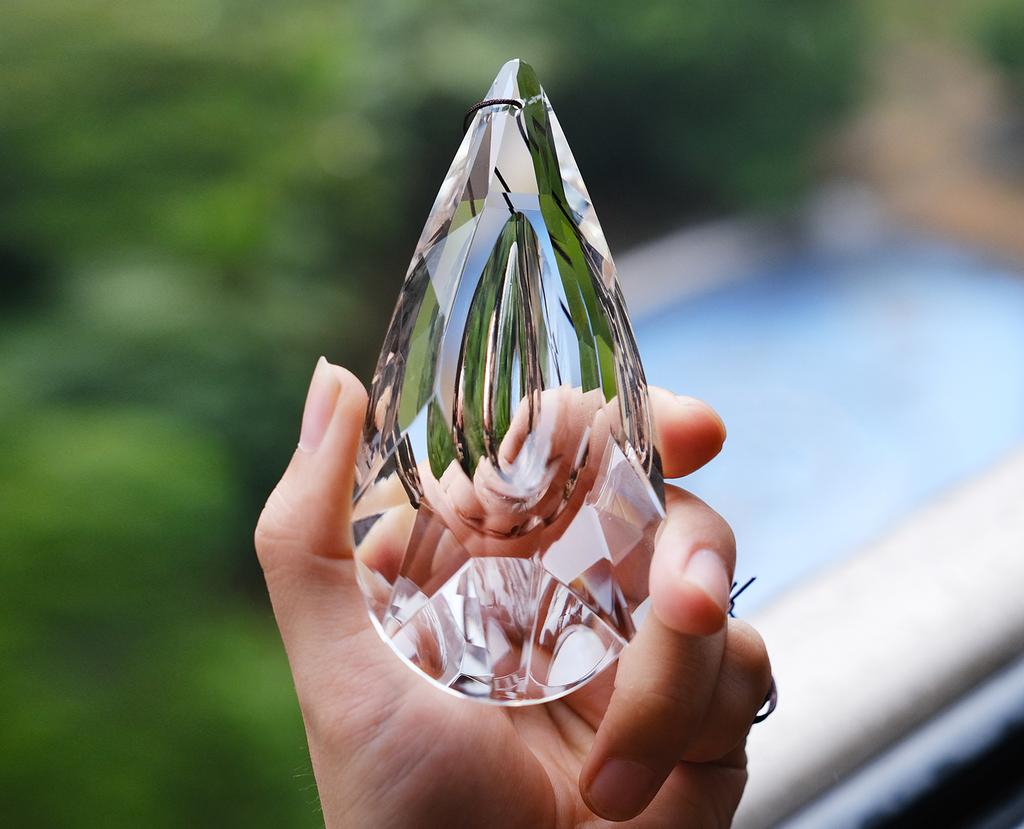 12cm Crystal Prism Window Hanging Ornament Suncatcher Colorful Crystal Multifaceted Prism Rainbow Maker Christmas Home Decor