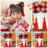 Flower Children Hanfu Hair Ring Red Ancient Style Scrunchines Bow Wig Braid Hair Rope  Baby