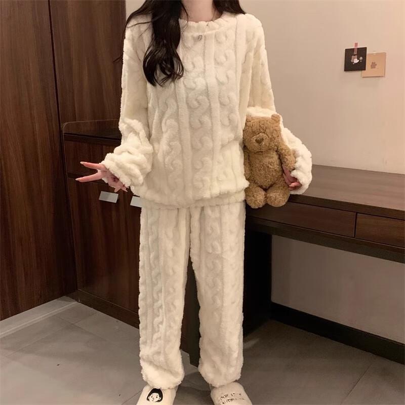 OEING Теплый жаккардовый комплект пижамы из кораллового флиса