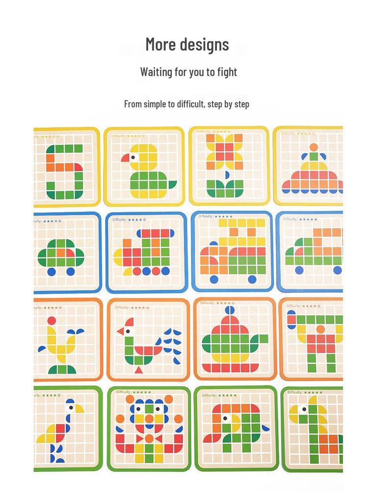 Mosaic 3D Wooden Puzzle Building Blocks for Kids