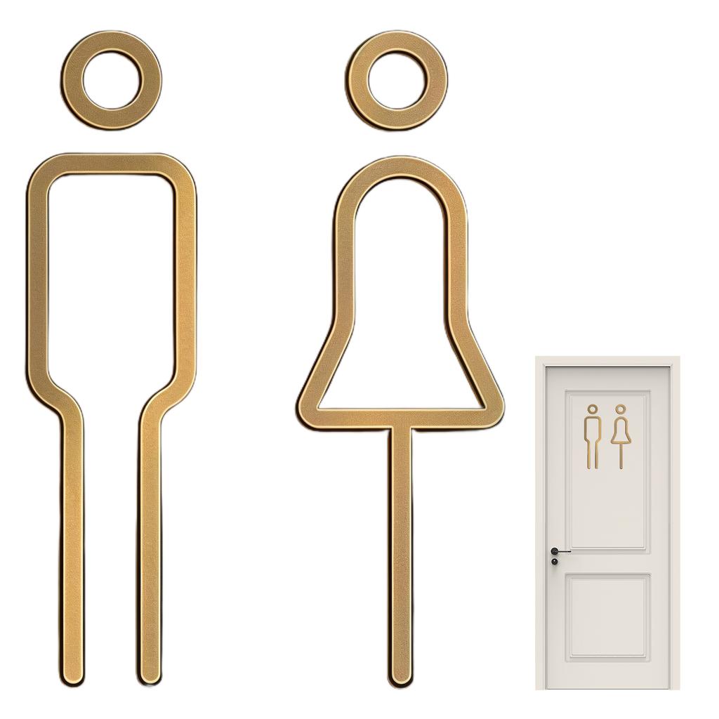 Modern Bathroom Plaque Metal Toilet Sign Waterproof Surfaces Easy Setups Stylish Home Hardware Accessory 2 Color